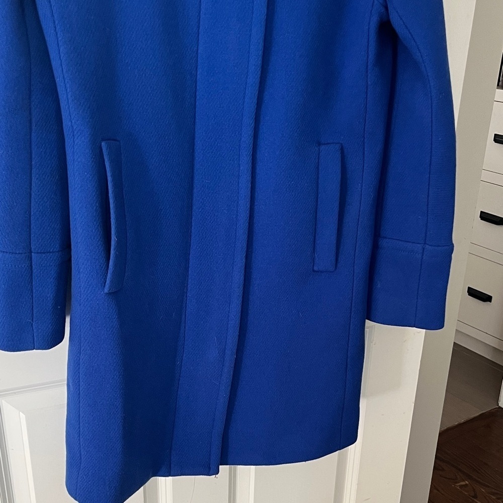 J. Crew Sapphire Blue Wool Stadium Coat by Nellie Gori Sz 0 - Picture 4 of 9